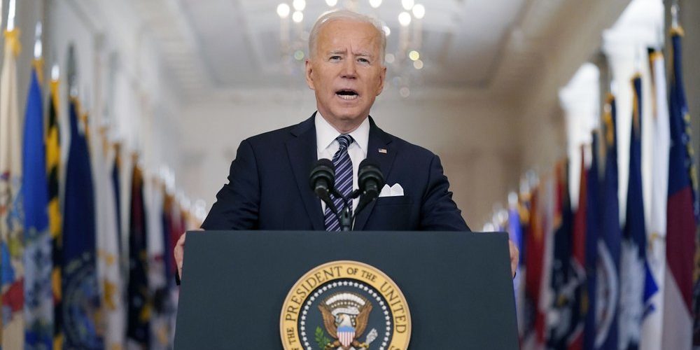 President Biden speaks about the COVID-19 pandemic during a prime-time address from the East Room of the White House, March 11, 2021. (AP Photo/Andrew Harnik)